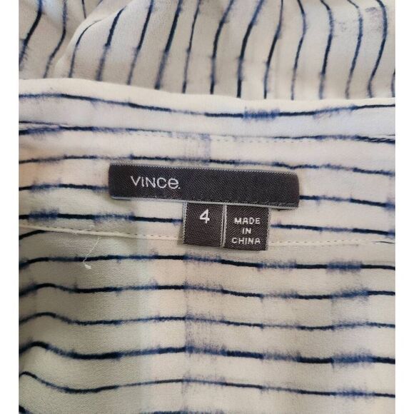 Vince Long Sleeve Button Front Striped Silk Blouse Size 4 - Picture 5 of 6